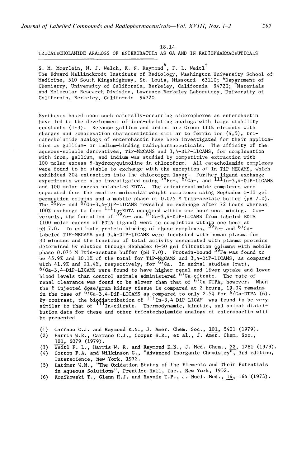 Third International Symposium on Radiopharmaceutical Chemistry by Unknown
