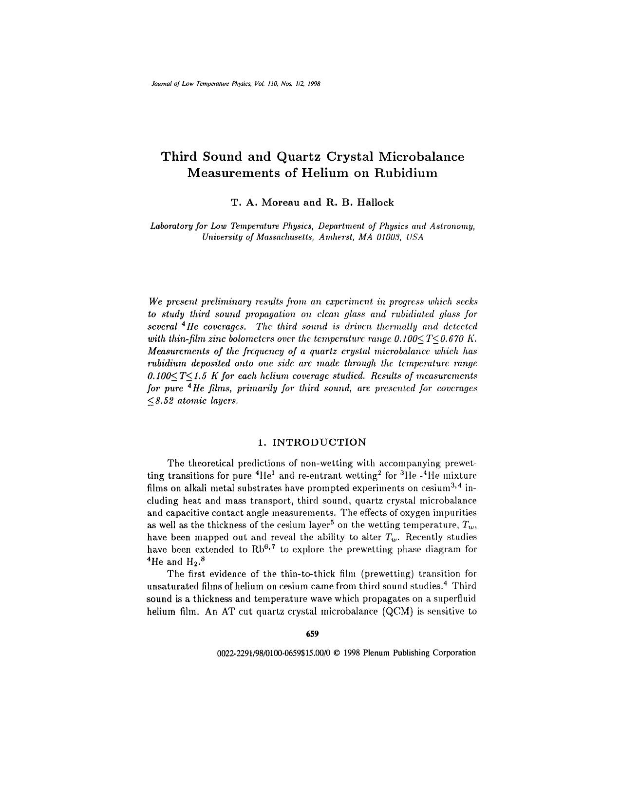 Third Sound and Quartz Crystal Microbalance Measurements of Helium on Rubidium by Unknown