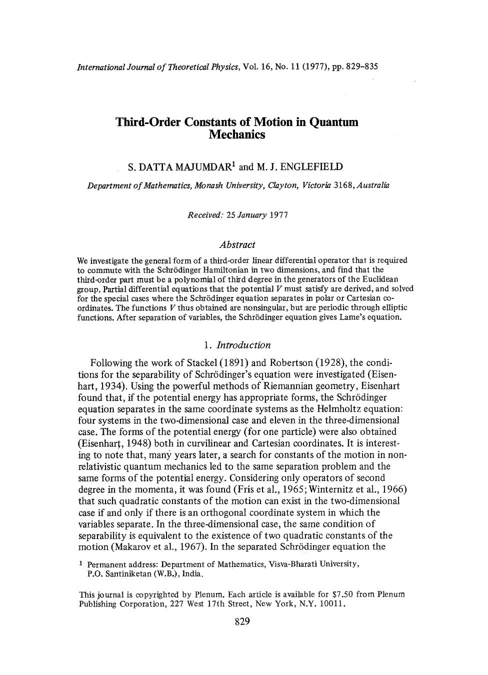Third-order constants of motion in quantum mechanics by Unknown