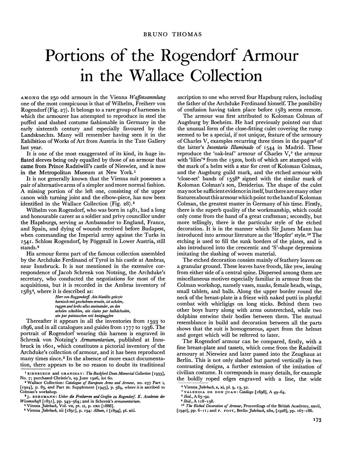 Thomas, B. by Portions of the Rogendorf Armour in the Wallace Collection