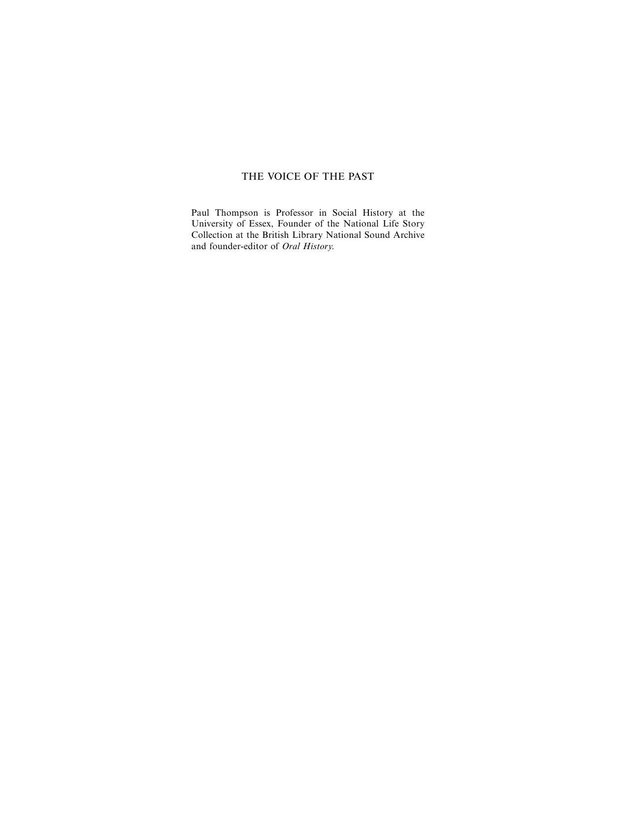 Thompson by The Voice of the Past; Oral History 3e (2000)