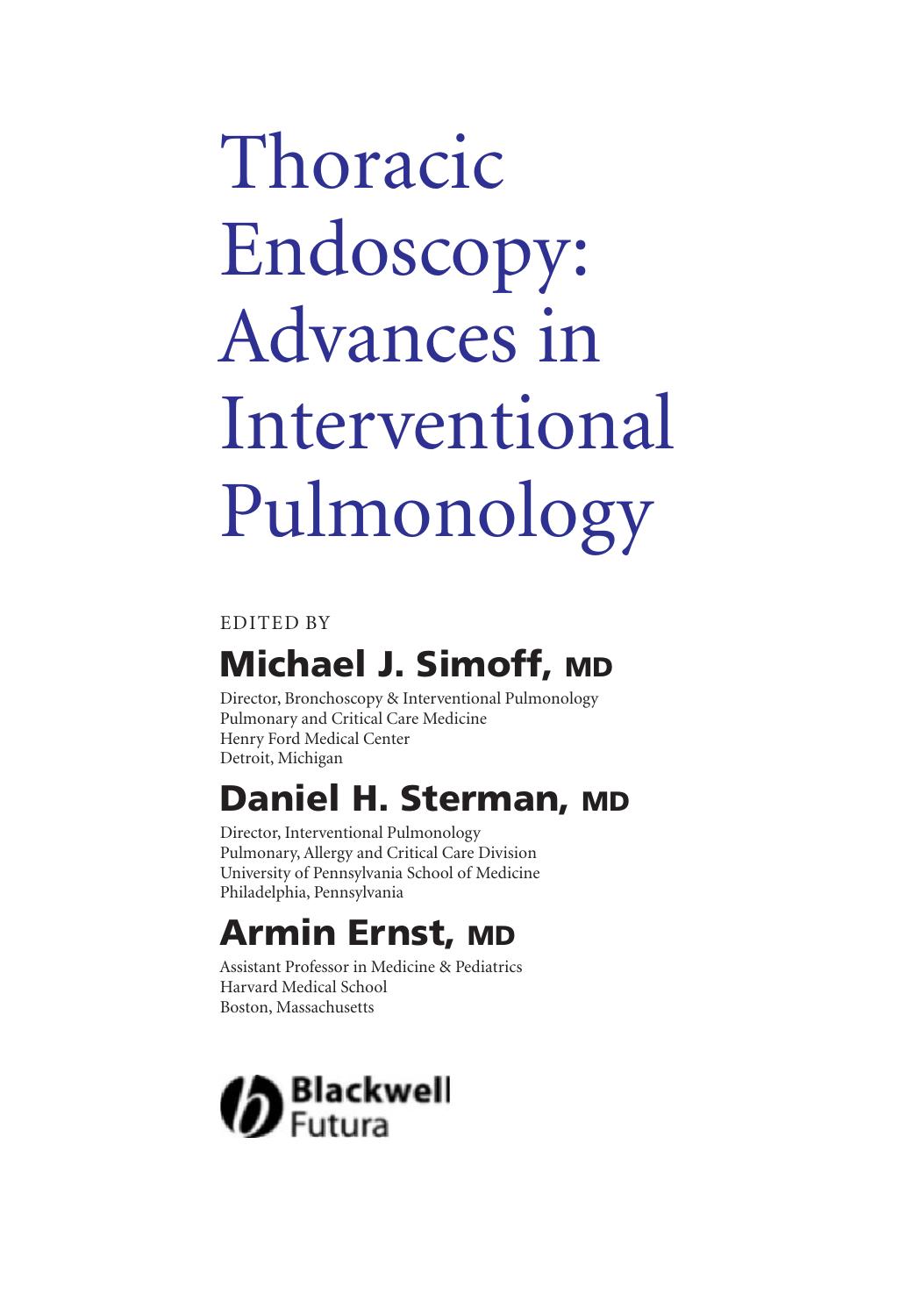 Thoracic Endoscopy Advances in Interventional Pulmonology by Unknown