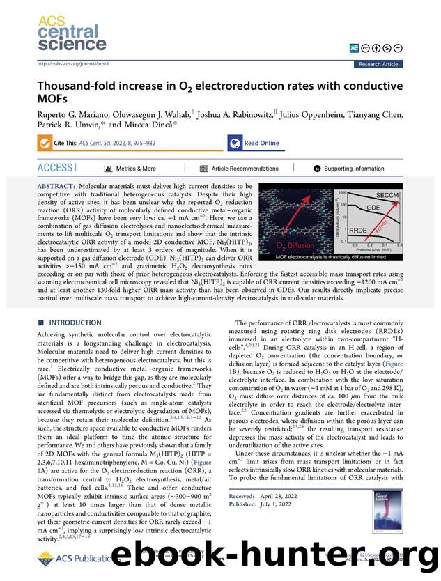 Thousand-fold increase in O2 electroreduction rates with conductive MOFs by unknow