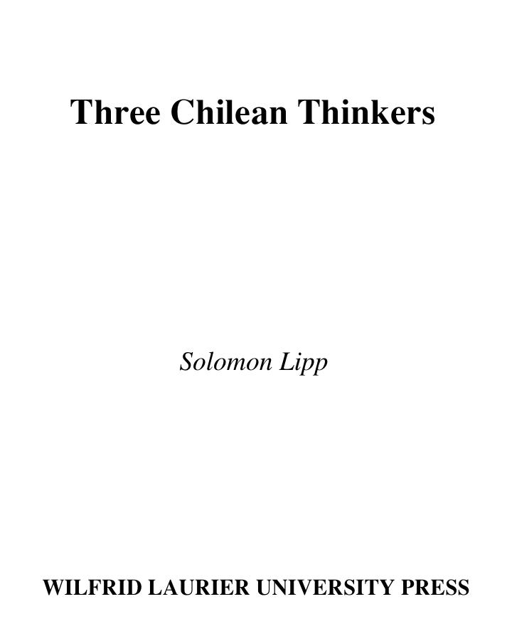 Three Chilean Thinkers by Solomon Lipp