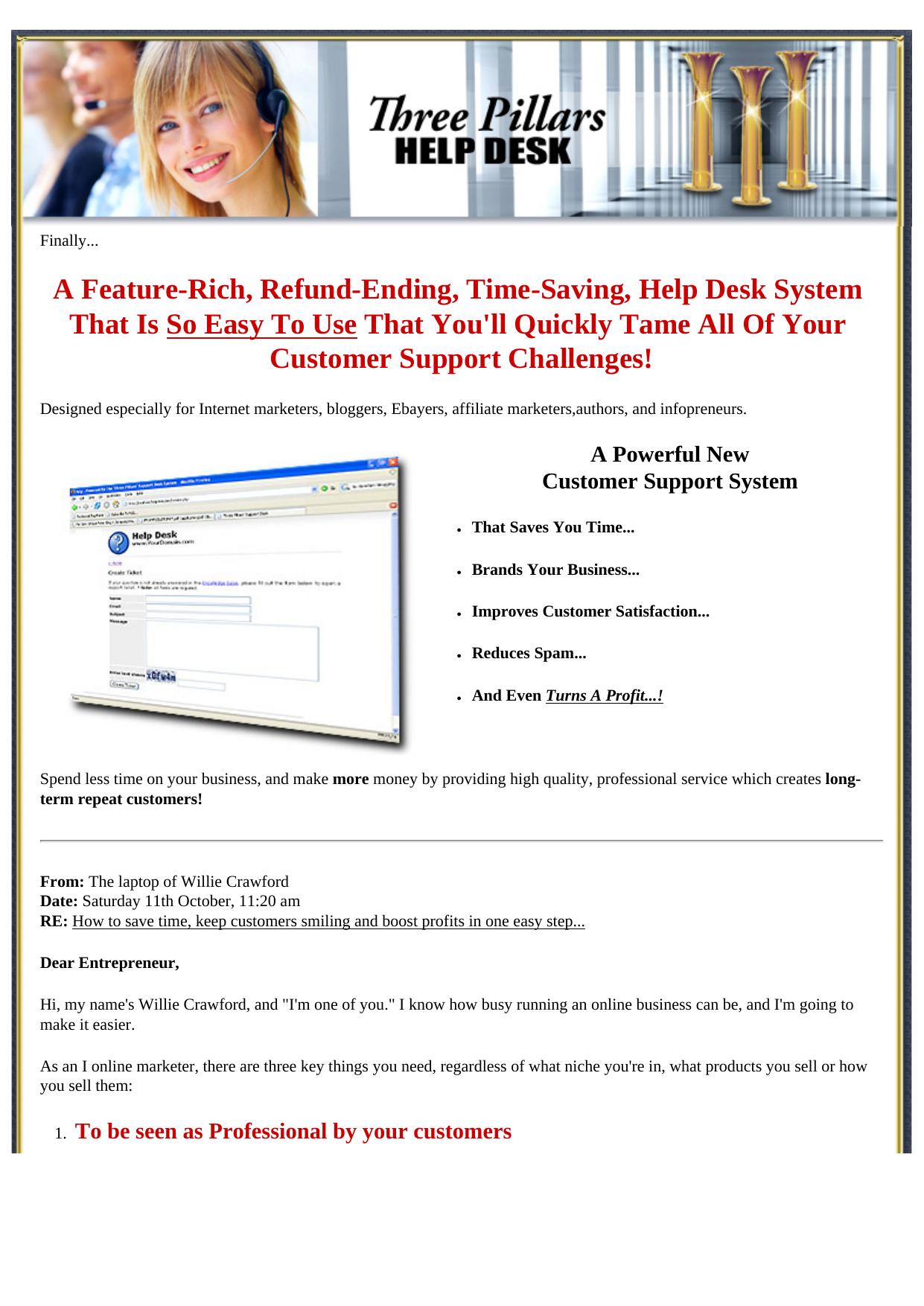Three Pillars Customer Support Help Desk Software. by Best of Kuszter's Collection