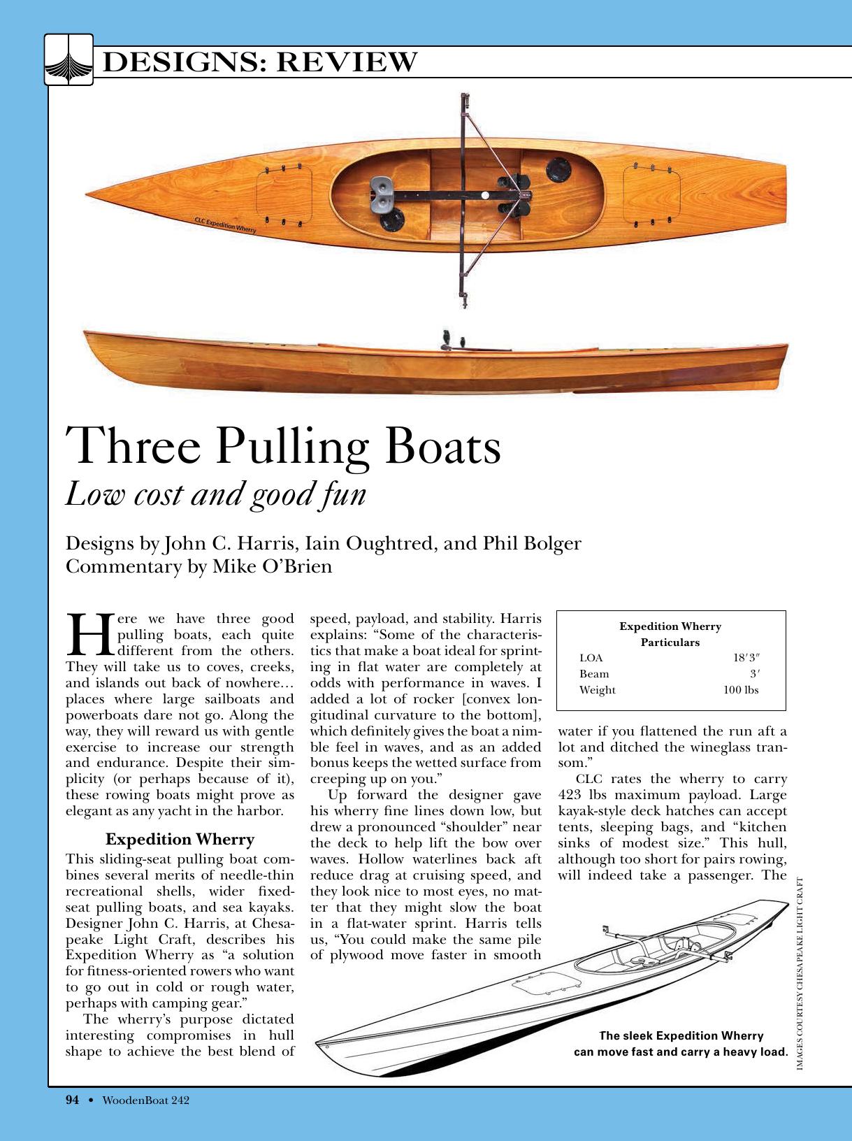 Three Pulling Rowing Boat Boats Plan Plans by WoodenBoat Magazine