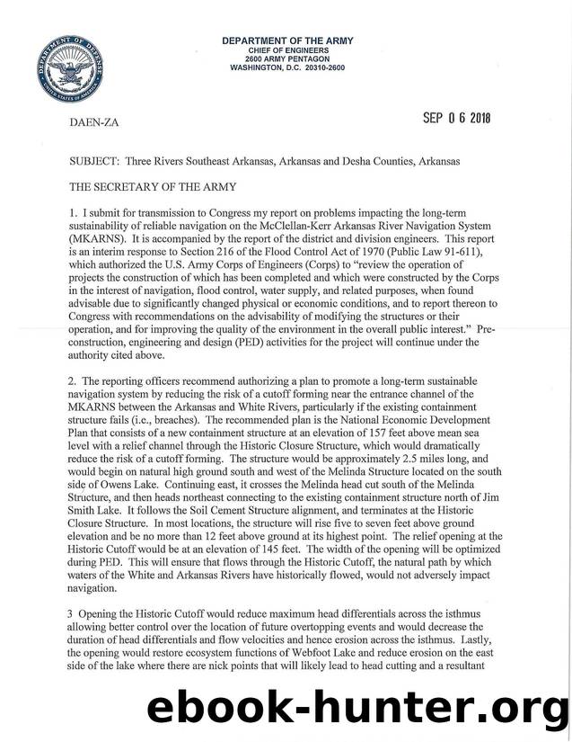 Three Rivers Southeast Arkansas, Arkansas and Desha Counties, Arkansas Chief's Report by Unknown