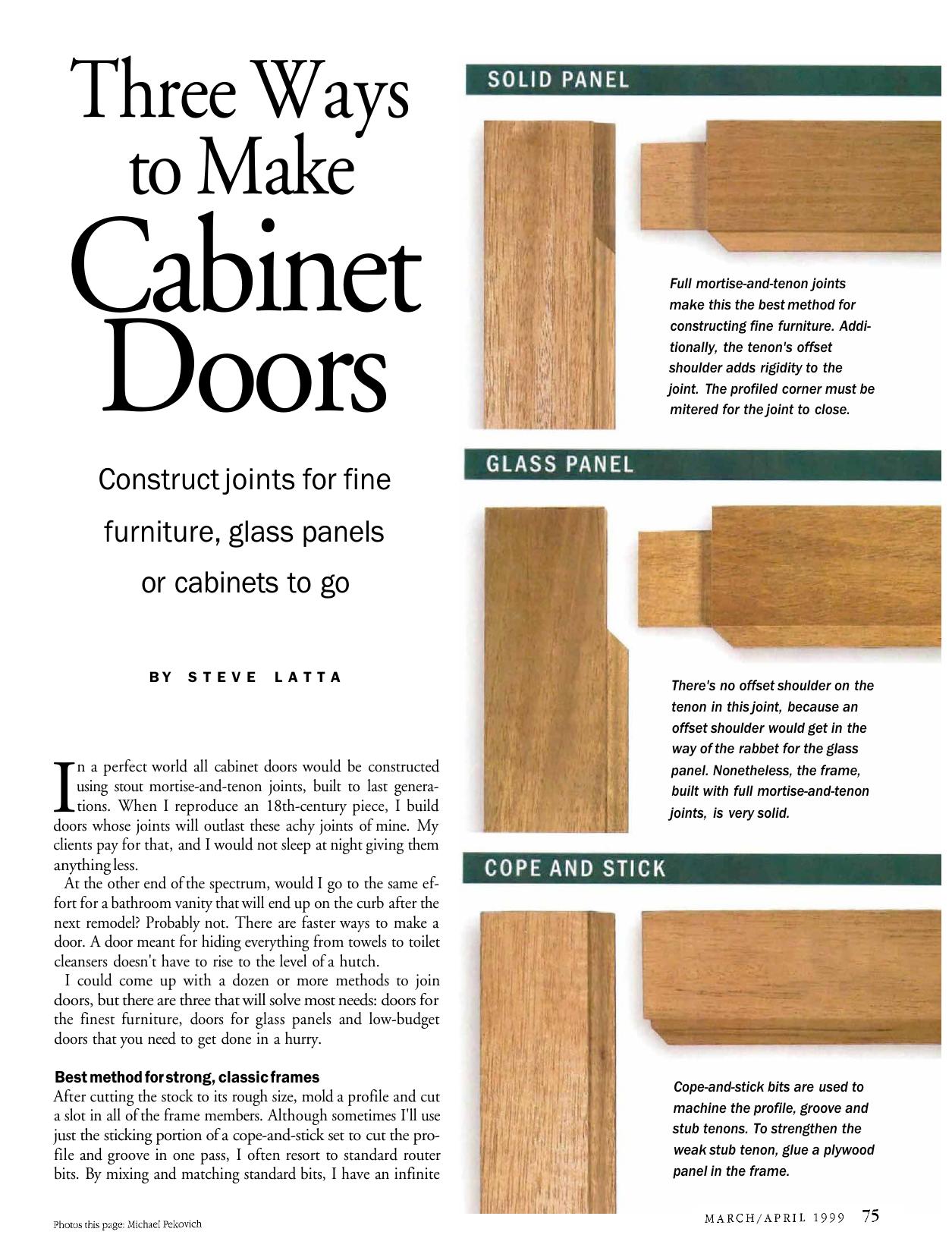 Three Ways to Make Cabinet Doors by Steve Latta