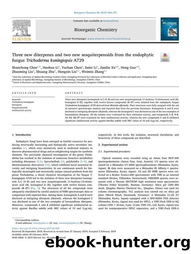 Three new diterpenes and two new sesquiterpenoids from the endophytic fungus Trichoderma koningiopsis A729 by unknow
