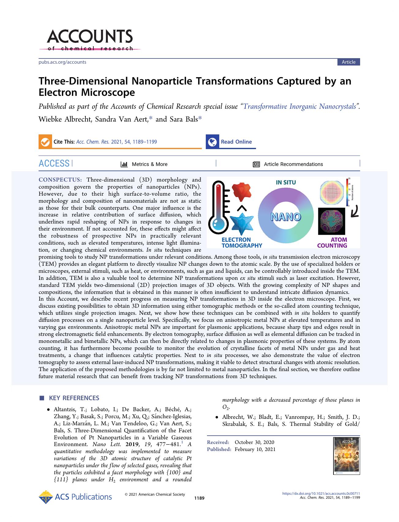 Three-Dimensional Nanoparticle Transformations Captured by an Electron Microscope by Wiebke Albrecht Sandra Van Aert and Sara Bals
