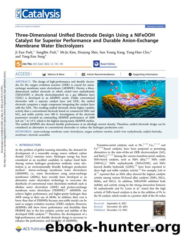 Three-Dimensional Unified Electrode Design Using a NiFeOOH Catalyst for Superior Performance and Durable Anion-Exchange Membrane Water Electrolyzers by Ji Eun Park SungBin Park Mi-Ju Kim Heejong Shin Sun Young Kang Yong-Hun Cho & Yung-Eun Sung