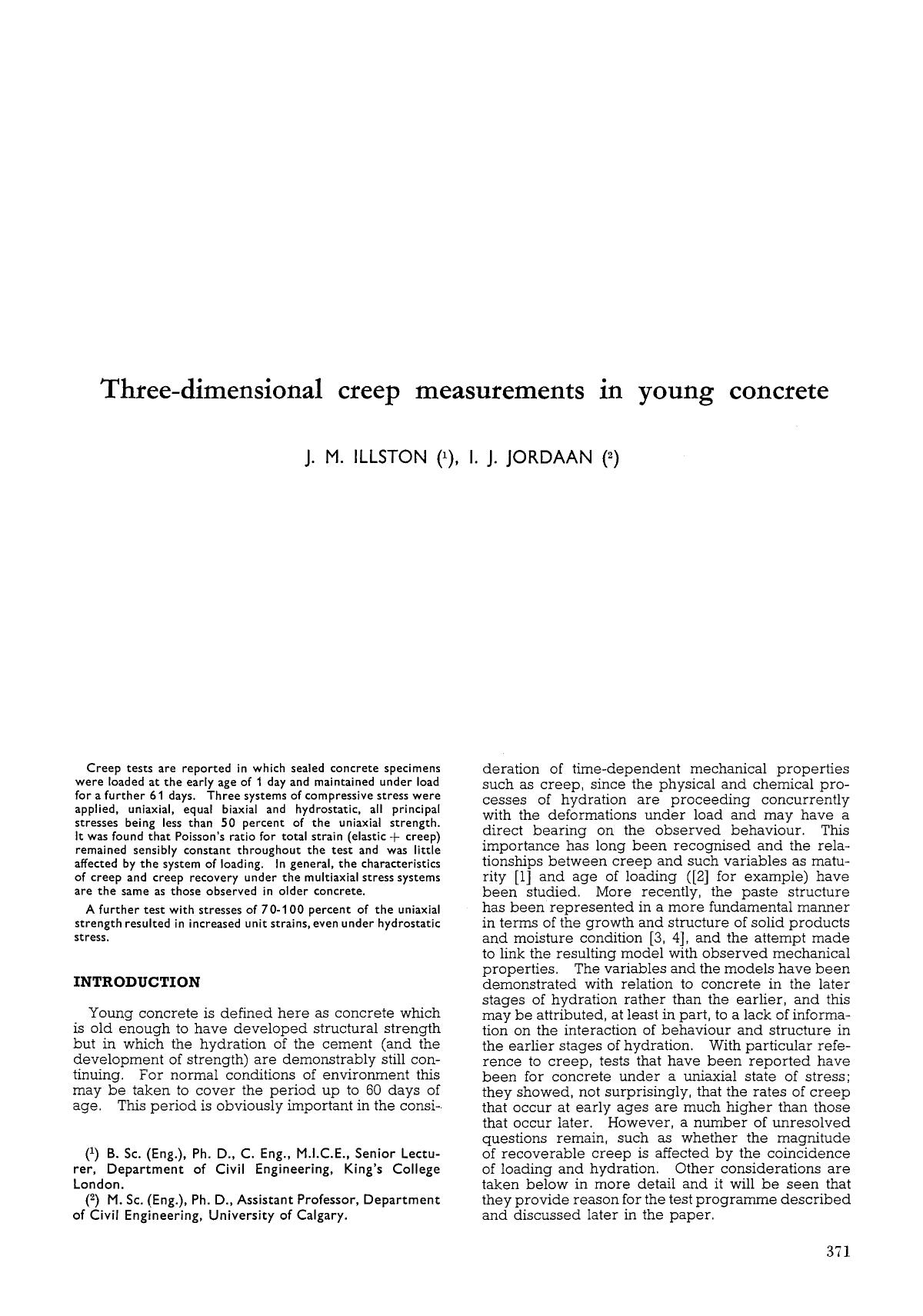 Three-dimensional creep measurements in young concrete by Unknown