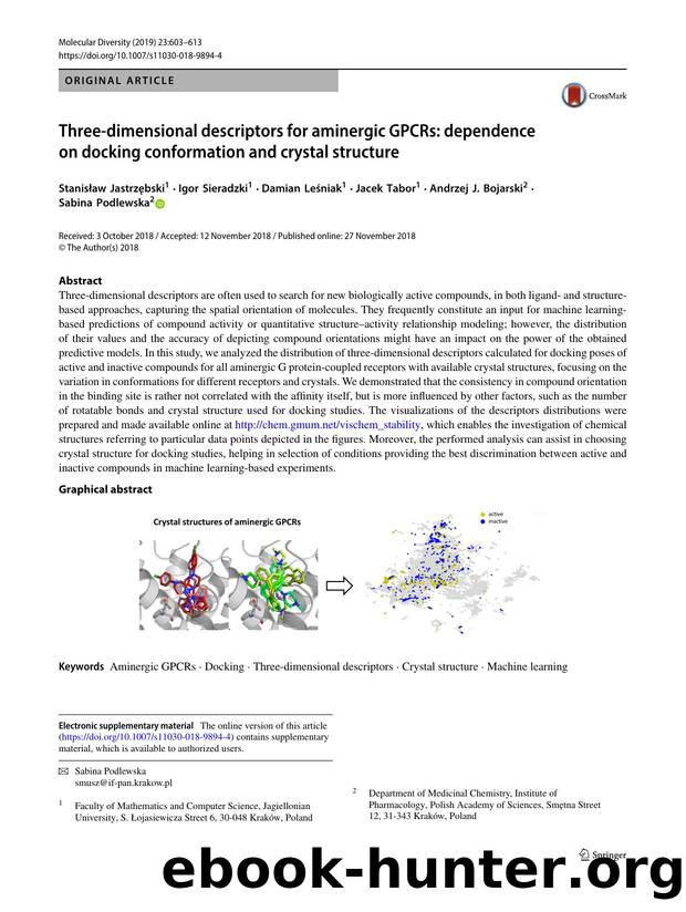 Three-dimensional descriptors for aminergic GPCRs: dependence on docking conformation and crystal structure by unknow