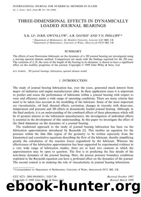 Three-dimensional effects in dynamically loaded journal bearings by Unknown