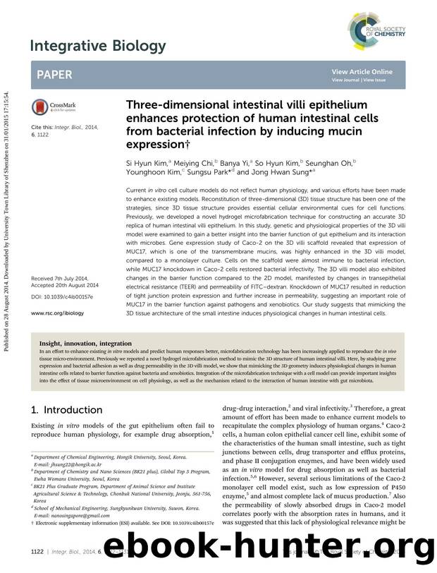 Three-dimensional intestinal villi epithelium enhances protection of human intestinal cells from bacterial infection by inducing mucin expression by unknow