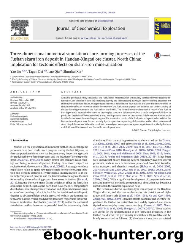 Three-dimensional numerical simulation of ore-forming processes of the Fushan skarn iron deposit in Handan-Xingtai ore cluster, North China: Implication for tectonic effects on ska by Yao Liu & Tagen Dai & Luo Qiu & Shunhui Xia