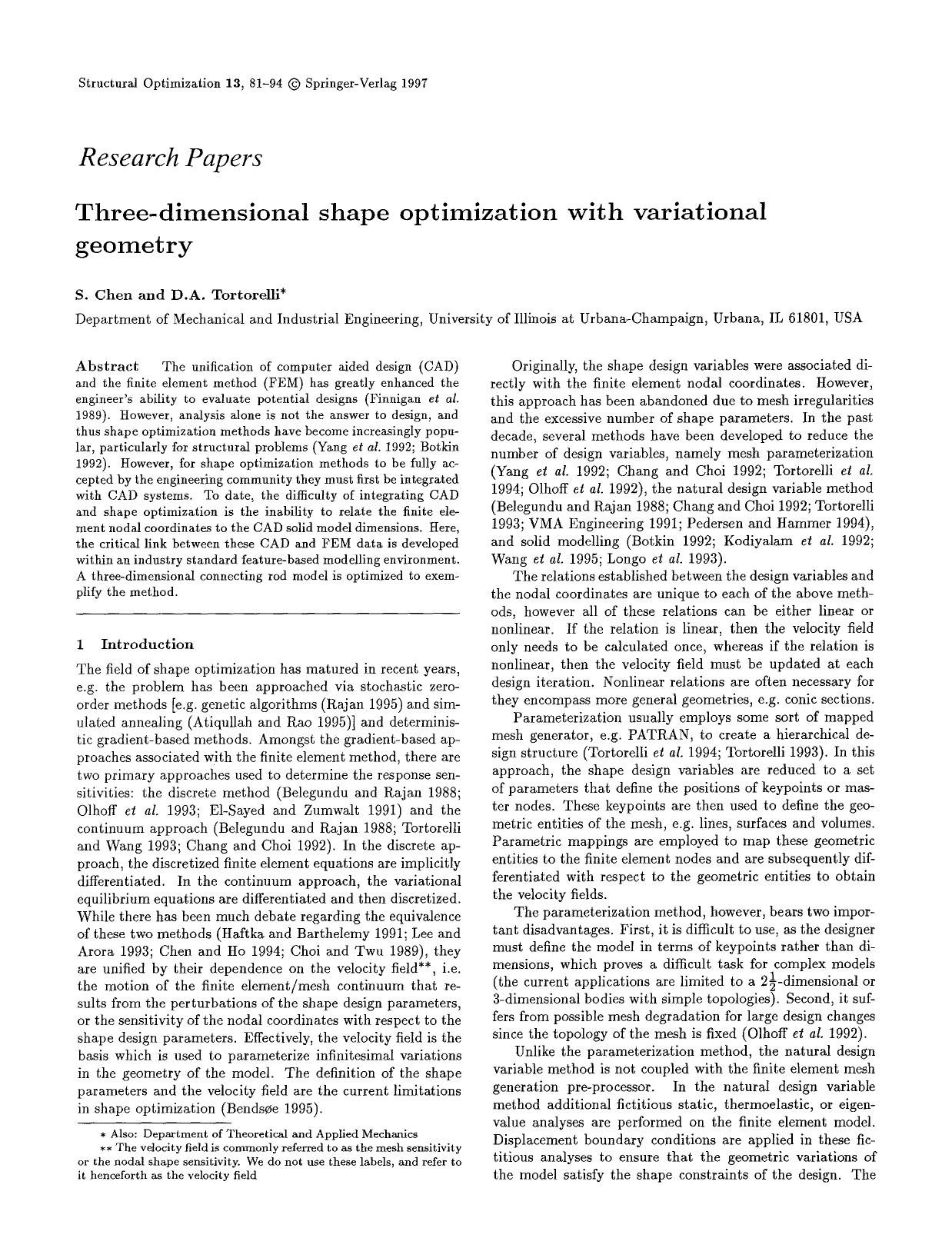 Three-dimensional shape optimization with variational geometry by Unknown