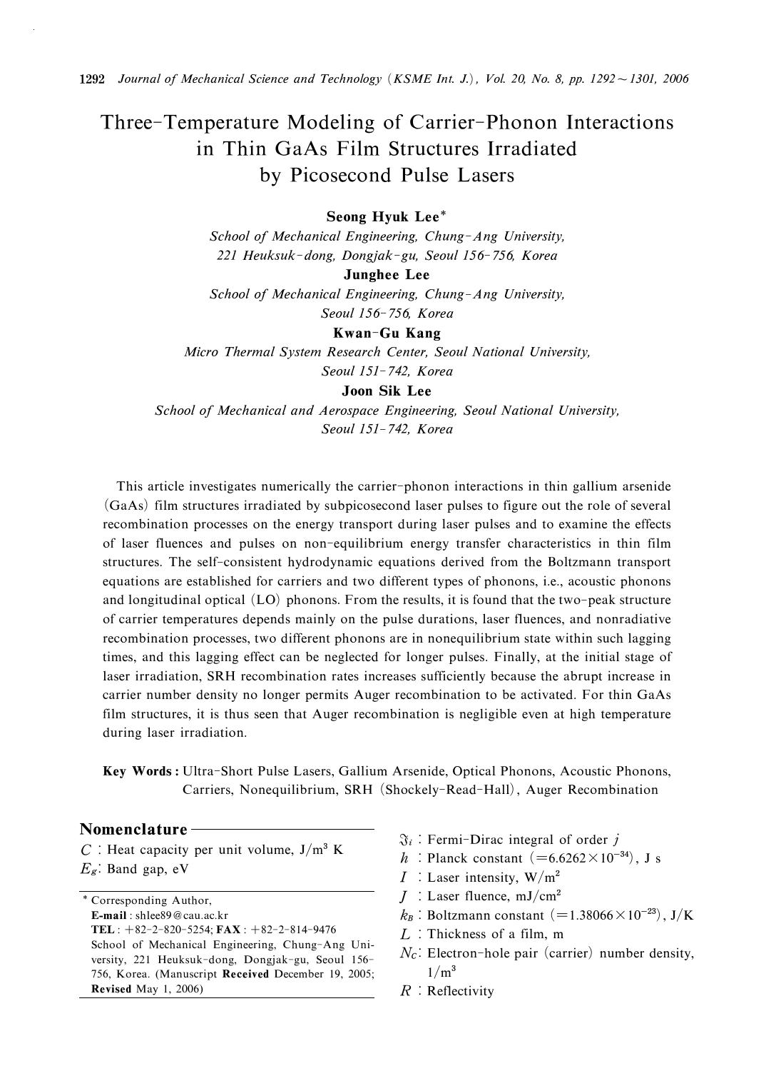 Three-temperature modeling of carrier-phonon interactions in thin GaAs film structures irradiated by picosecond pulse lasers by Unknown