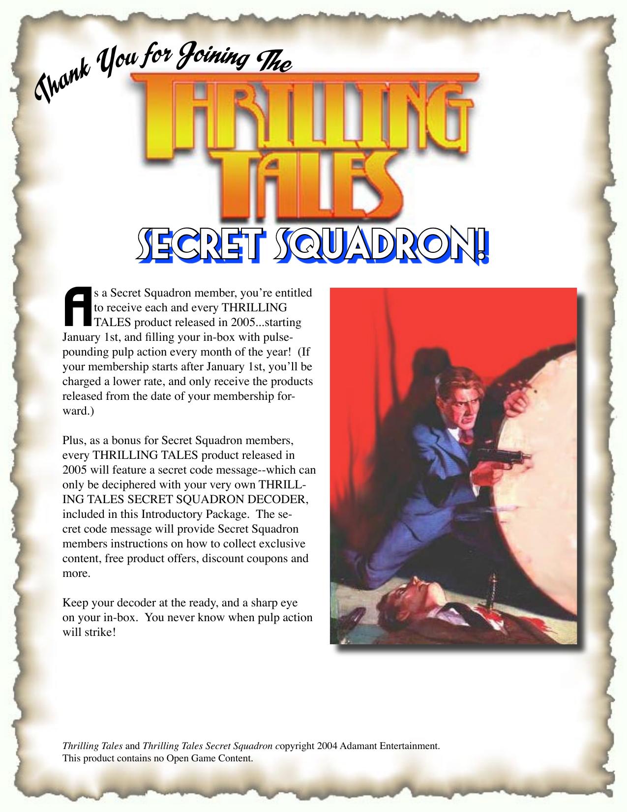 Thrilling Tales - Secret Squadron Decoder by Adamant Entertainment