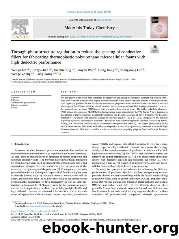 Through phase structure regulation to reduce the spacing of conductive fillers for fabricating thermoplastic polyurethane microcellular foams with high dielectric performance by unknow