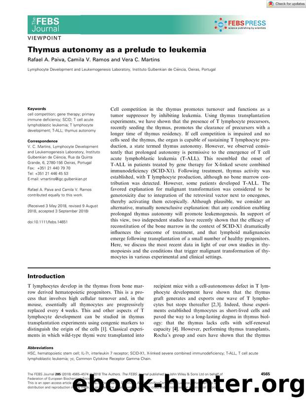 Thymus autonomy as a prelude to leukemia by Unknown