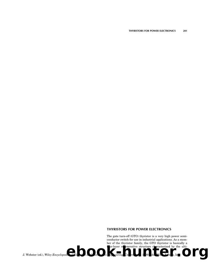 Thyristors for Power Electronics". In: Wiley Encyclopedia of Electrical and Electronics Engineering by Unknown