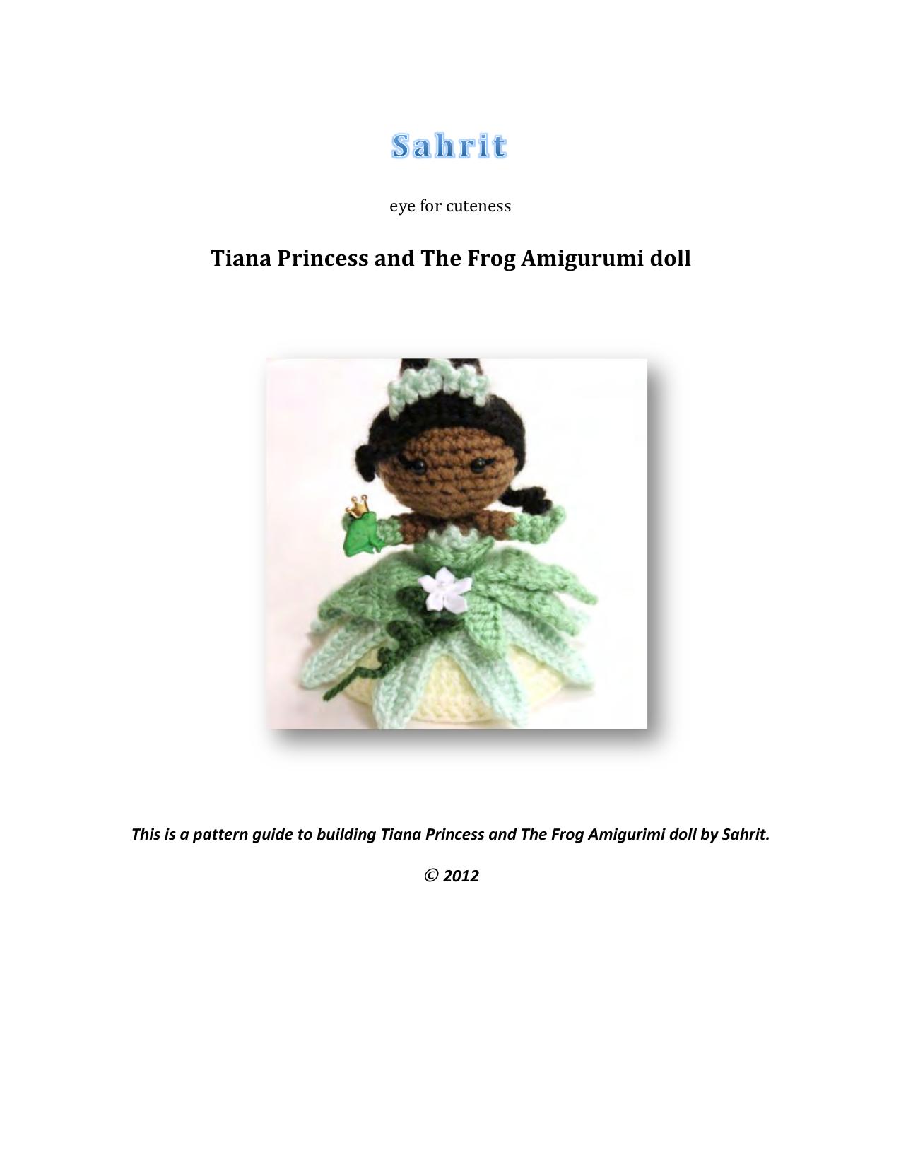 Tiana Princess and The Frog Amigurumi Doll Pattern by Sahrit by Sahrit Freud Weinstein