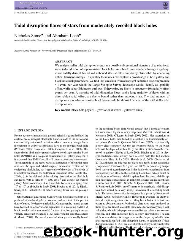 Tidal disruption flares of stars from moderately recoiled black holes by F-283