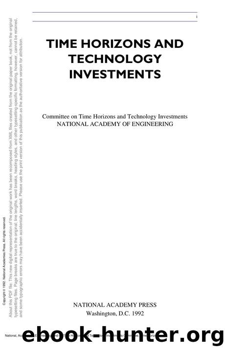 Time Horizons and Technology Investments by National Academy of Engineering; Committee on Time Horizons and Technology Investments
