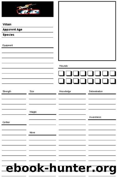 Time Lord Villain Record Sheet by Steven J. Ege (based upon a design by Ian Marsh)