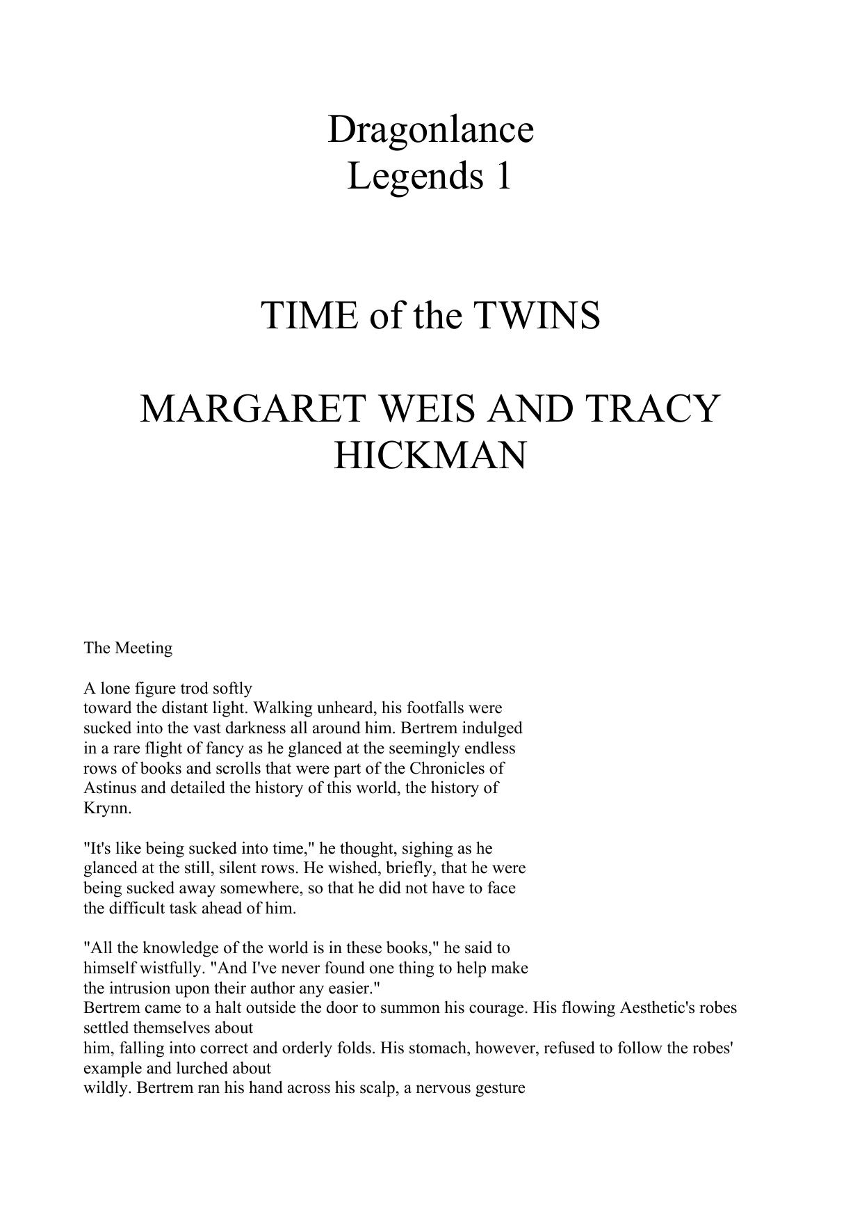 Time Of The Twins by Margaret Weis & Tracy Hickman