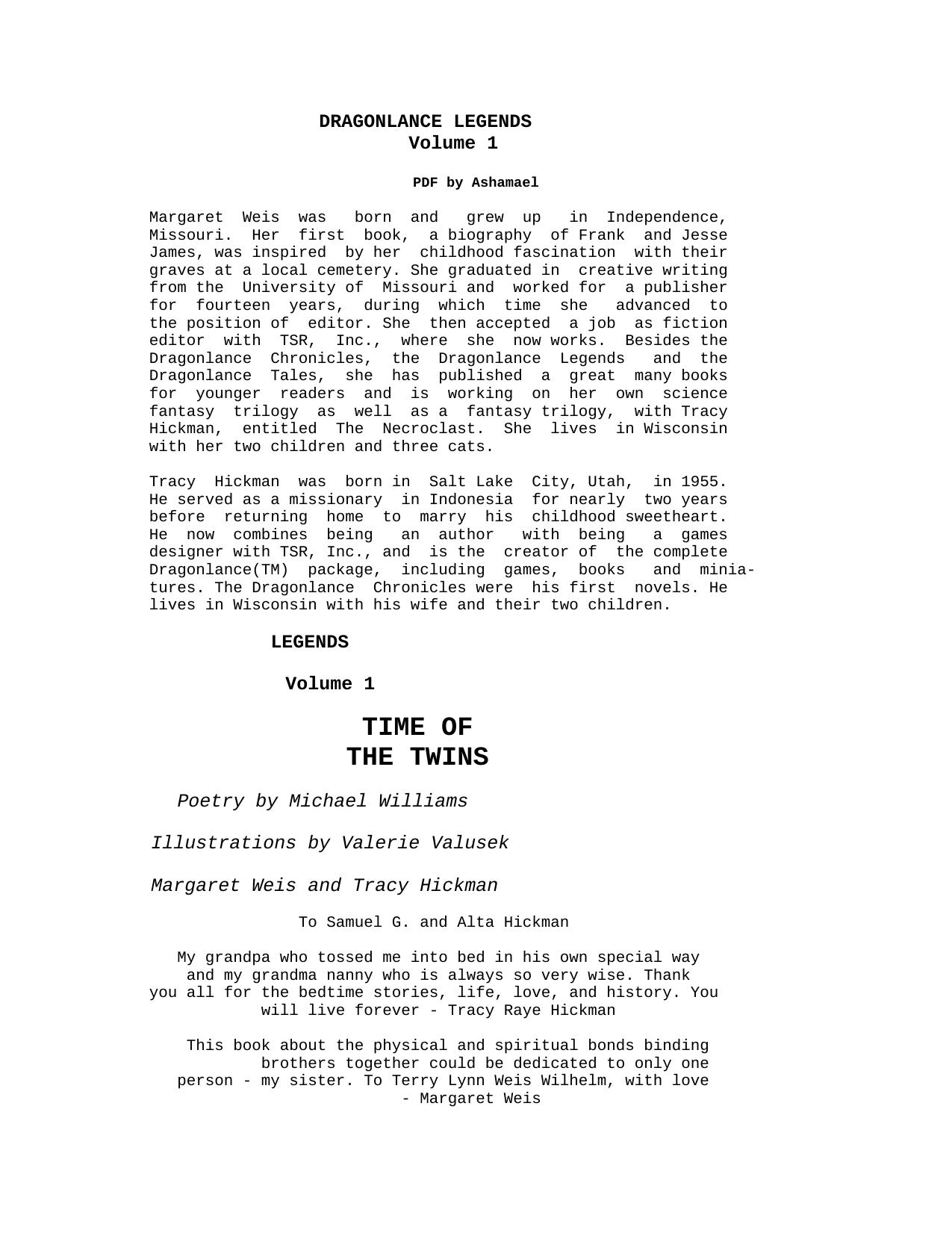 Time Of The Twins by Margaret Weis && Tracy Hickman