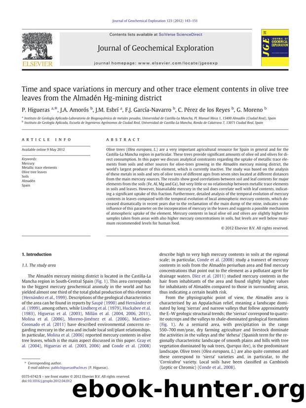 Time and space variations in mercury and other trace element contents in olive tree leaves from the AlmadÃ©n Hg-mining district by Unknown