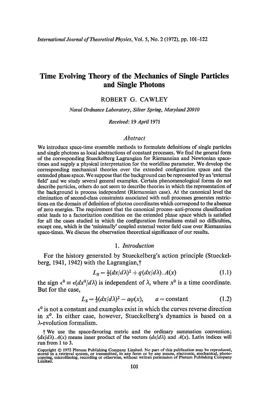 Time evolving theory of the mechanics of single particles and single photons by Unknown