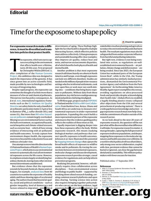 Time for the exposome to shape policy by Unknown