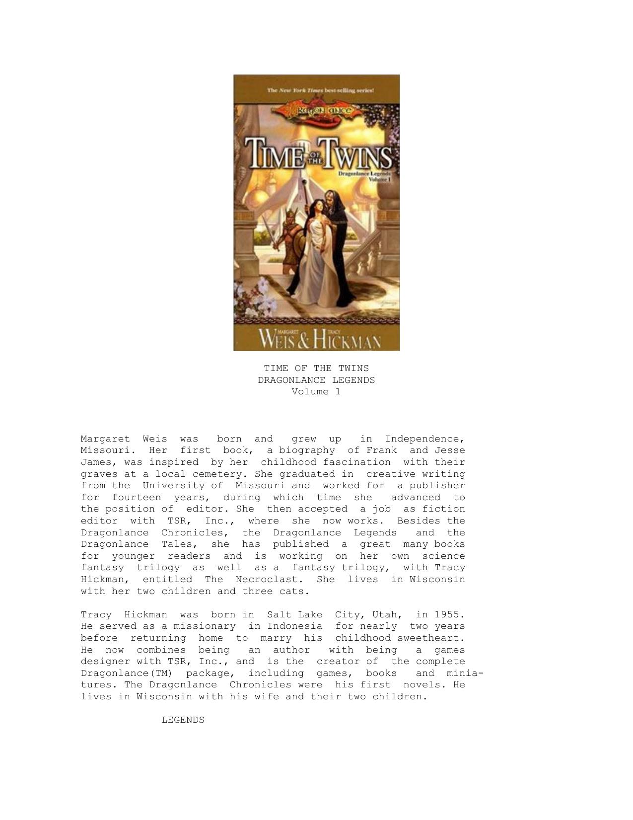 Time of the Twins by Margaret Weis & Tracy Hickman & Michael Williams