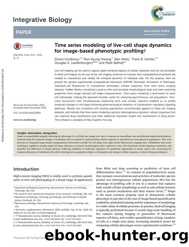 Time series modeling of live-cell shape dynamics for image-based phenotypic profiling by unknow