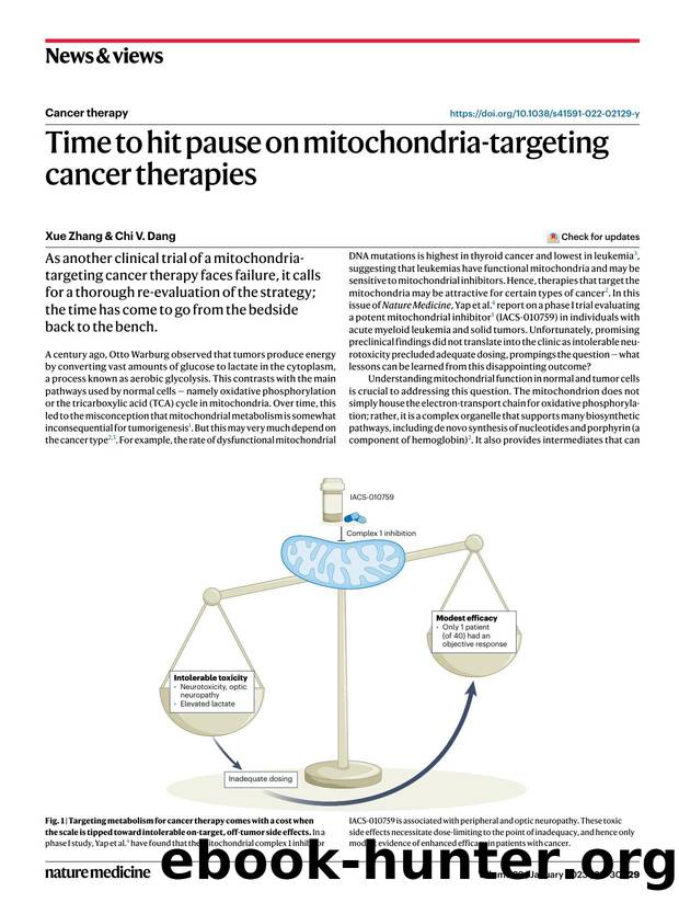 Time to hit pause on mitochondria-targeting cancer therapies by Xue Zhang & Chi V. Dang