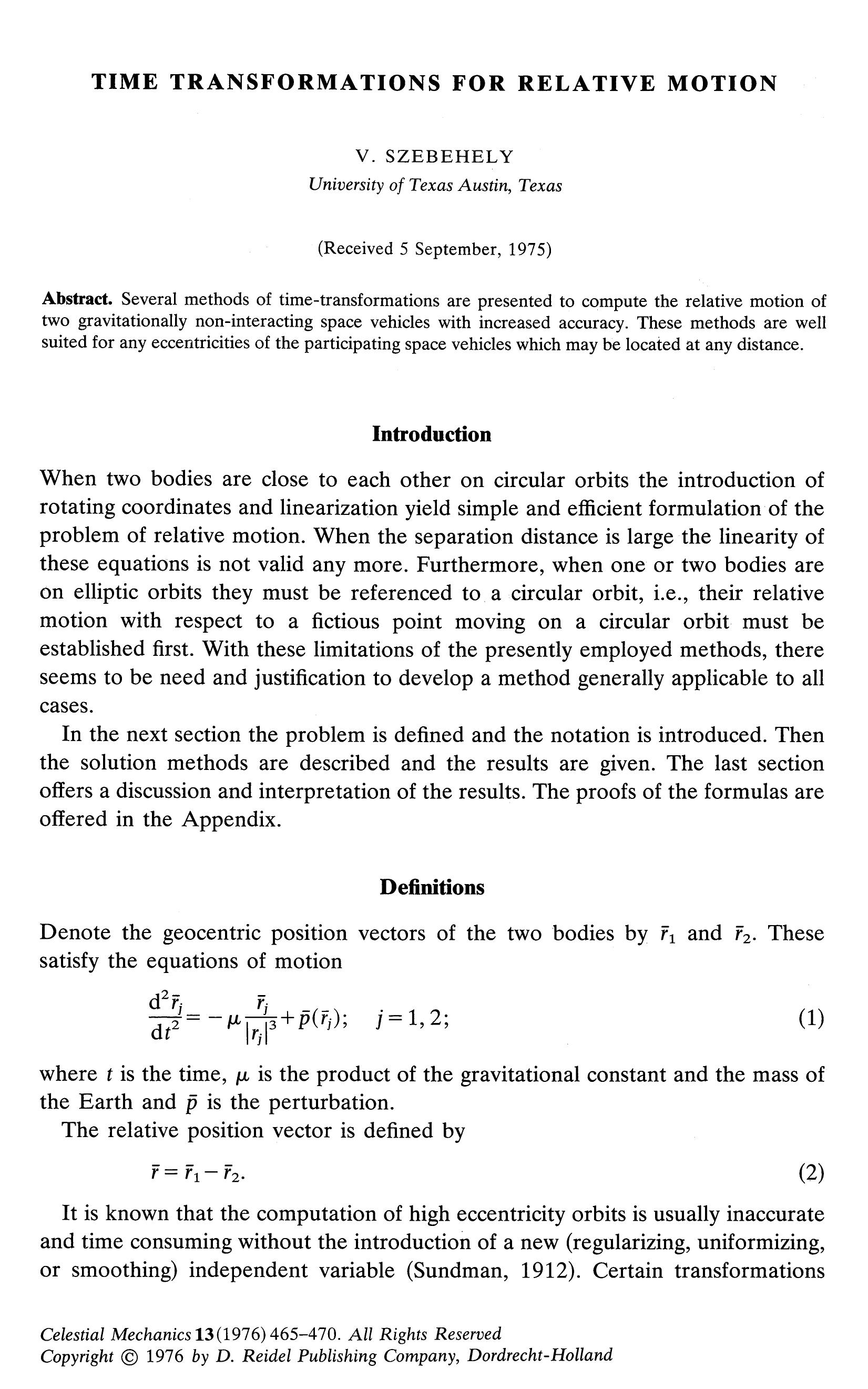 Time transformations for relative motion by Unknown