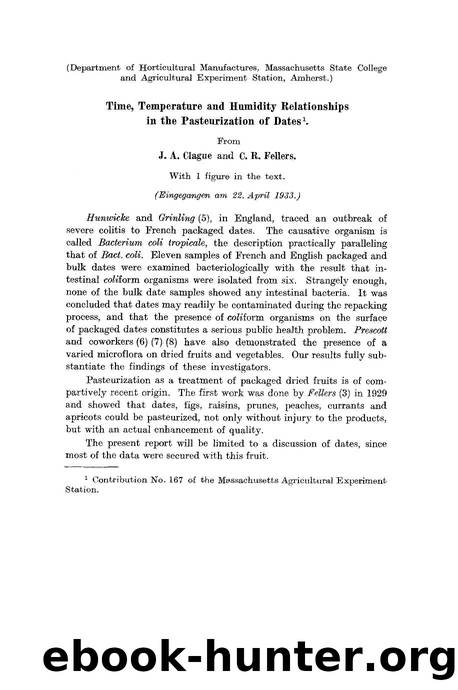 Time, temperature and humidity relationships in the pasteurization of dates by Unknown