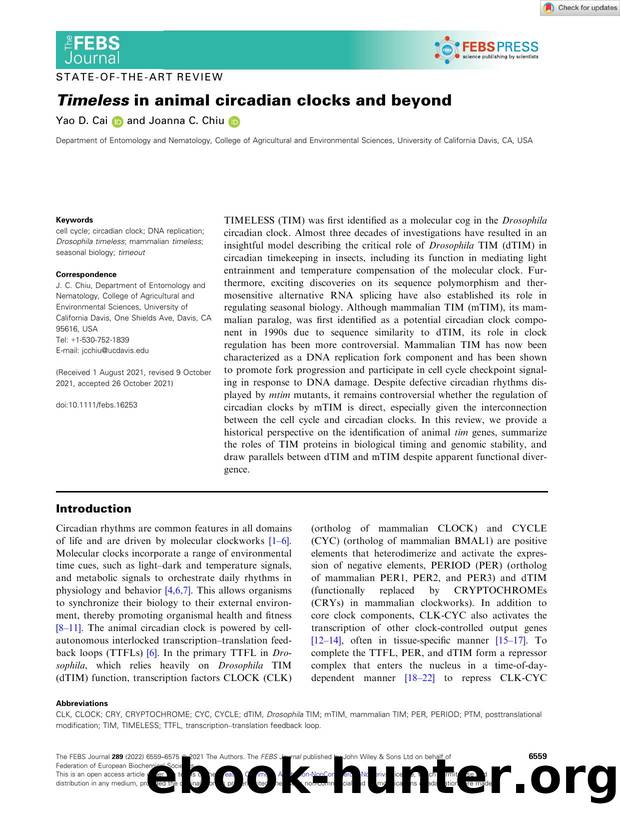 Timeless in animal circadian clocks and beyond by Unknown