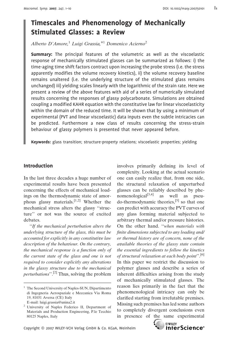 Timescales and Phenomenology of Mechanically Stimulated Glasses: a Review by Unknown