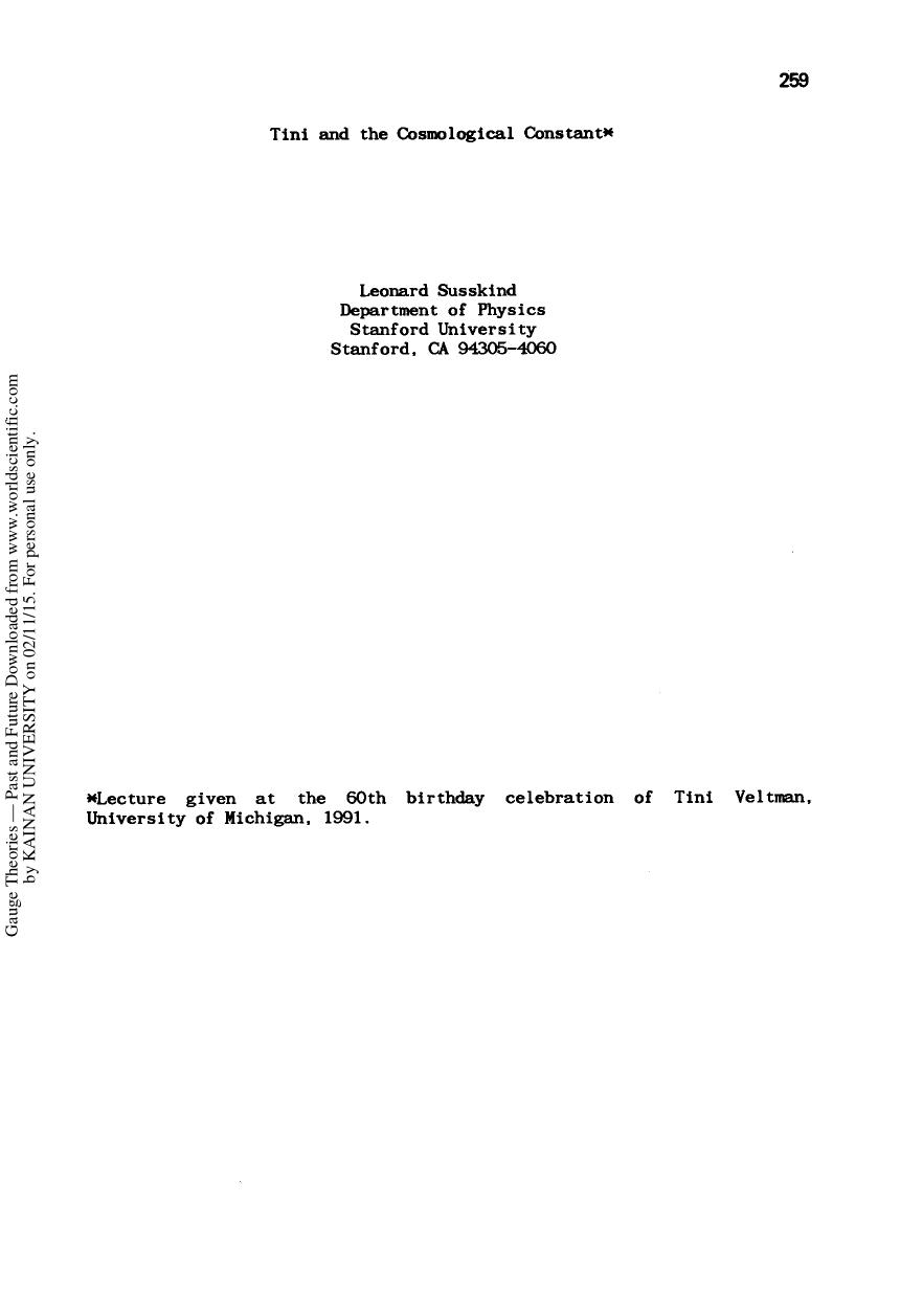 Tini and the Cosmological Constant by Leonard Susskind