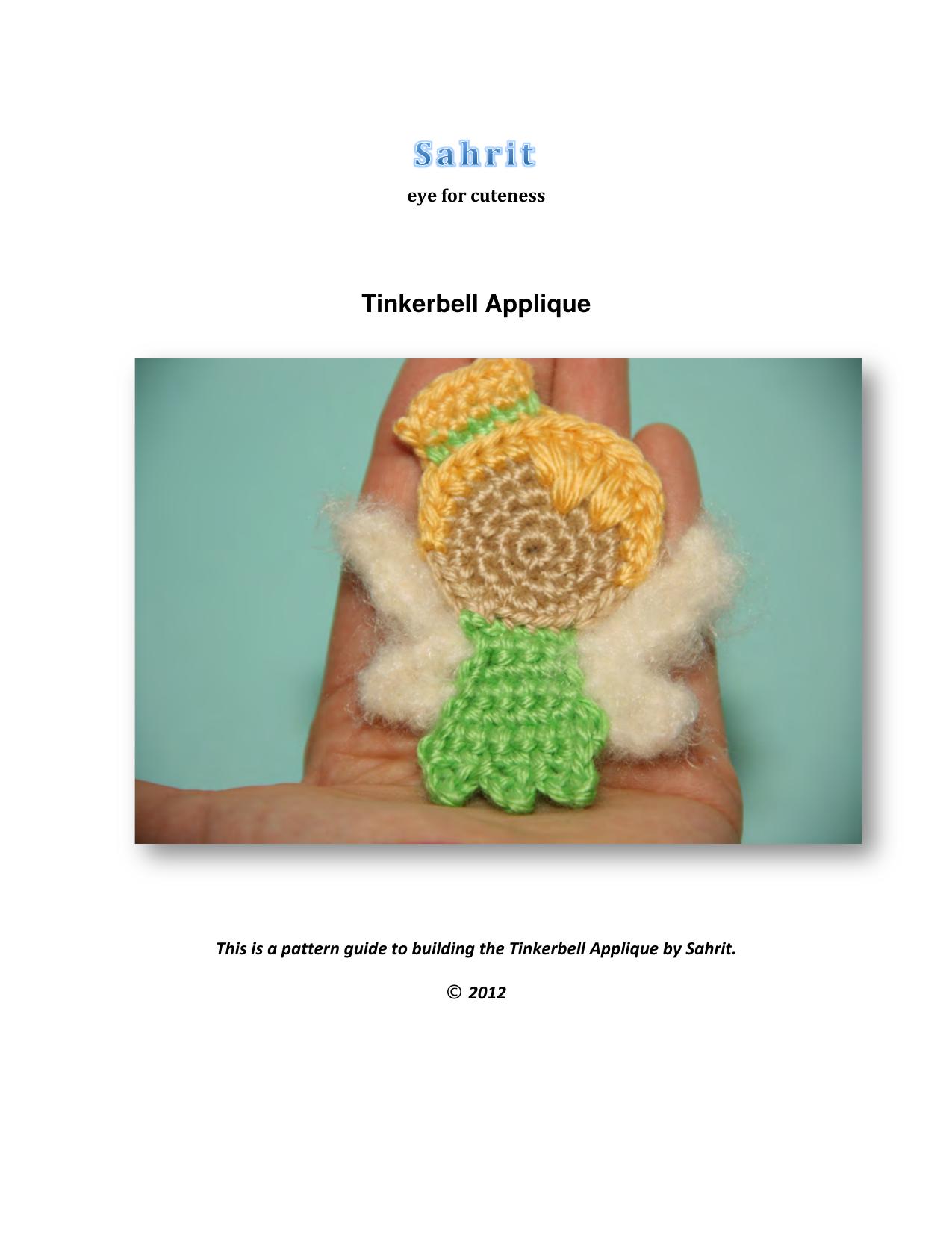 Tinkerbell Applique Pattern by Sahrit by Sahrit Freud Weinstein