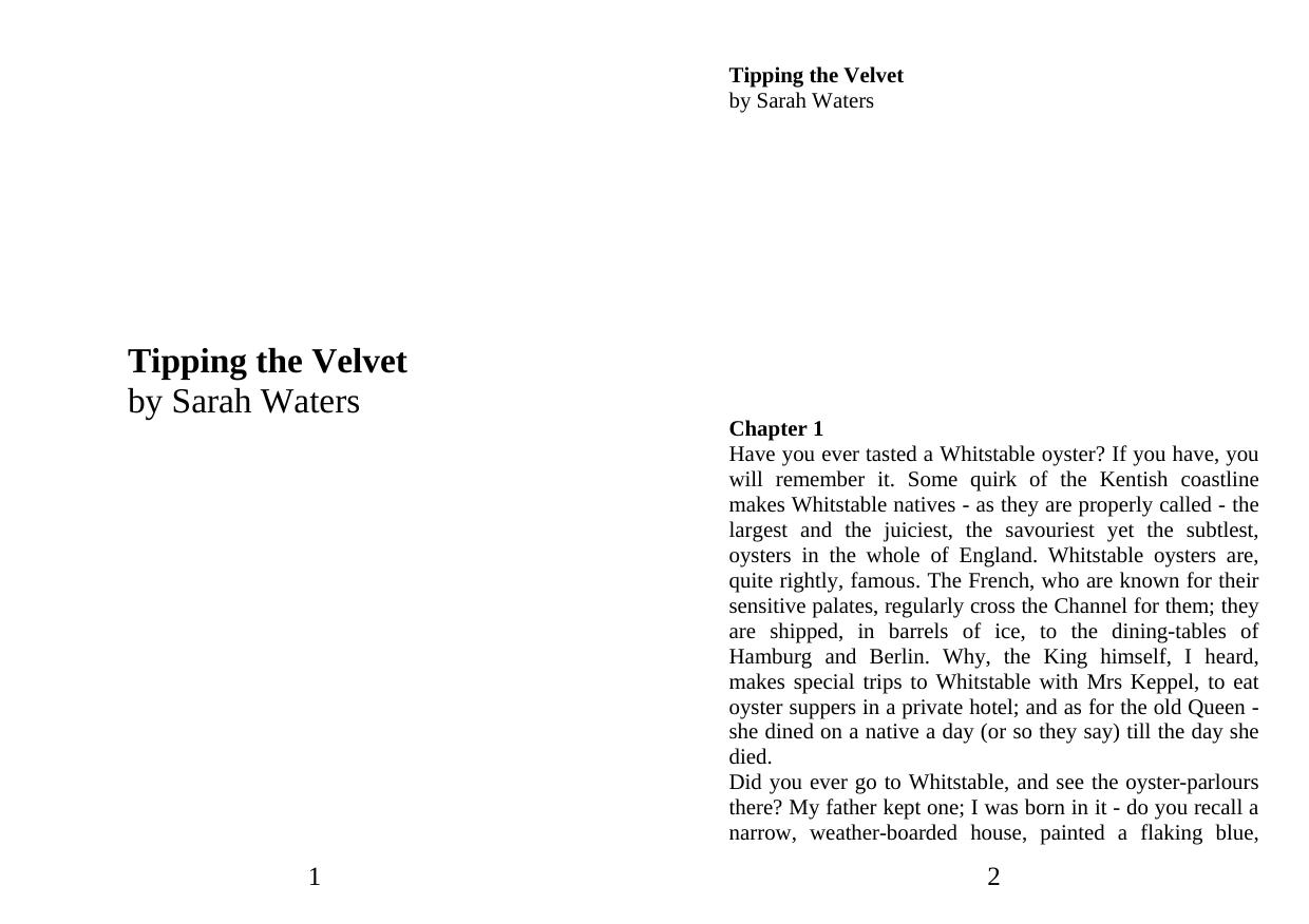 Tipping the Velvet: A Novel by Sarah Waters