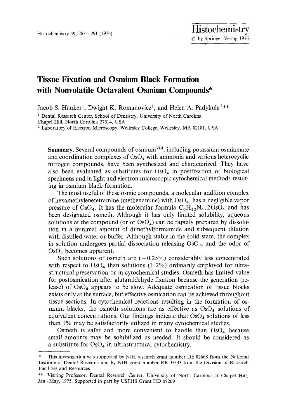 Tissue fixation and osmium black formation with nonvolatile octavalent osmium compounds by Unknown