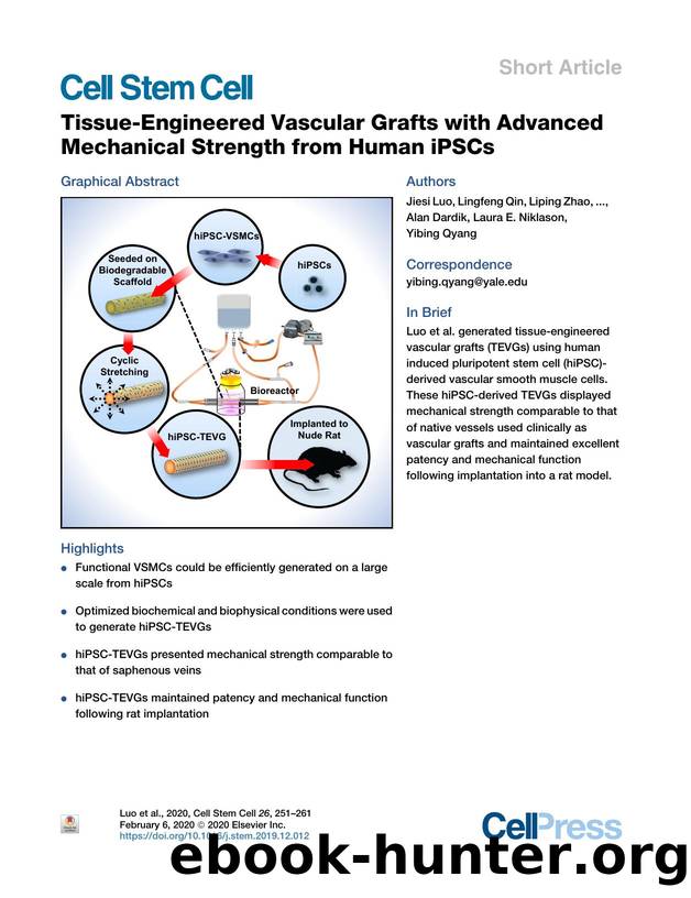 Tissue-Engineered Vascular Grafts with Advanced Mechanical Strength from Human iPSCs by unknow