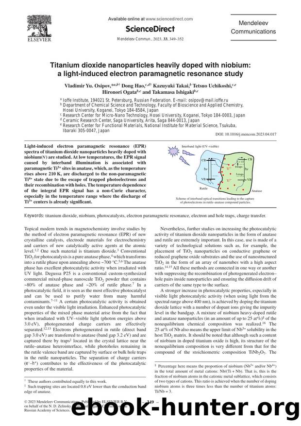 Titanium dioxide nanoparticles heavily doped with niobium: A light-induced electron paramagnetic resonance study by unknow