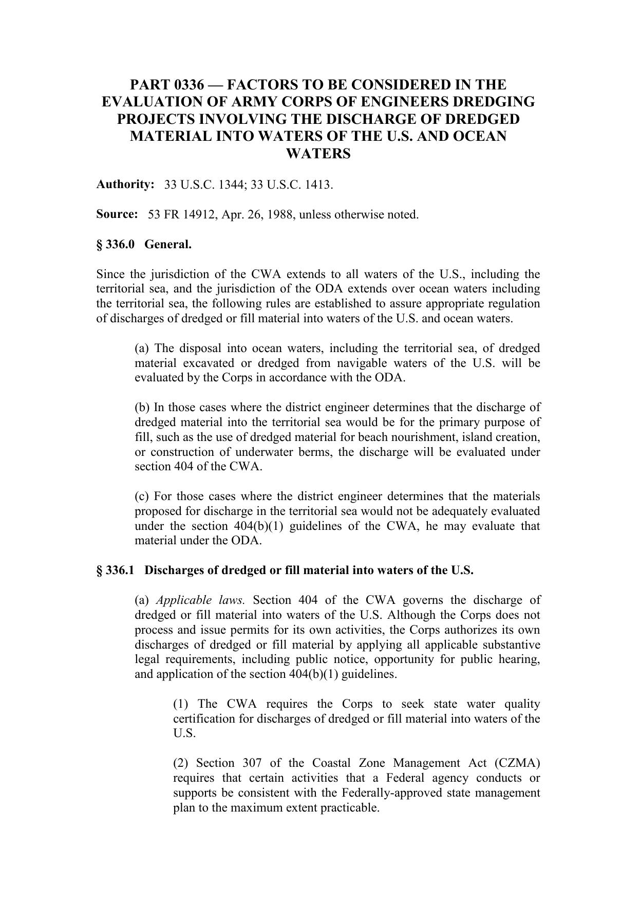 Title 33 - Navigation and Navigable Waters - Part 336 - Factors to be by Regs4Ships