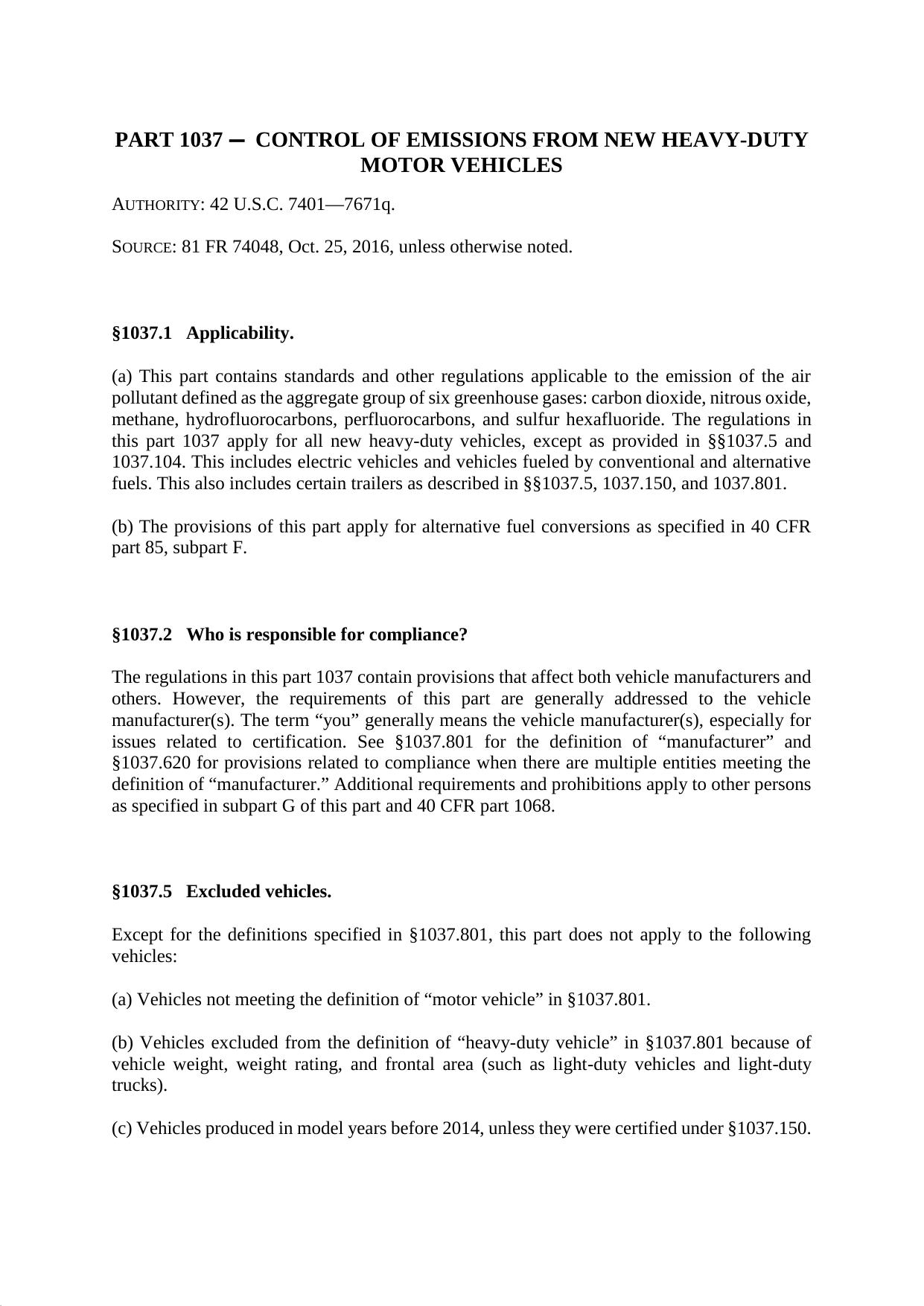 Title 40 - Part 1037 - Control of Emissions from New Heavy-Duty Motor Vehicles by Regs4Ships - 28/08/2017